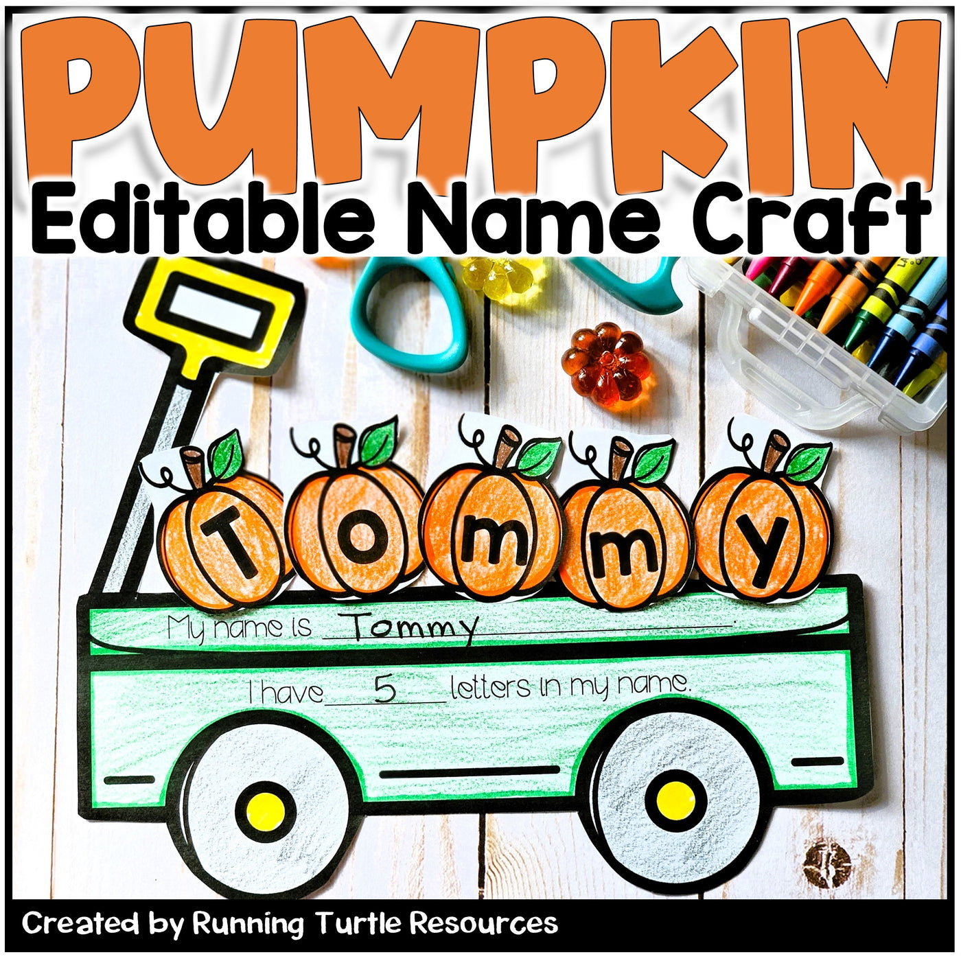 Editable Pumpkin Name Craft for Fall Name Recognition Activities in Preschool