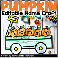 Editable Pumpkin Name Craft for Fall Name Recognition Activities in Preschool