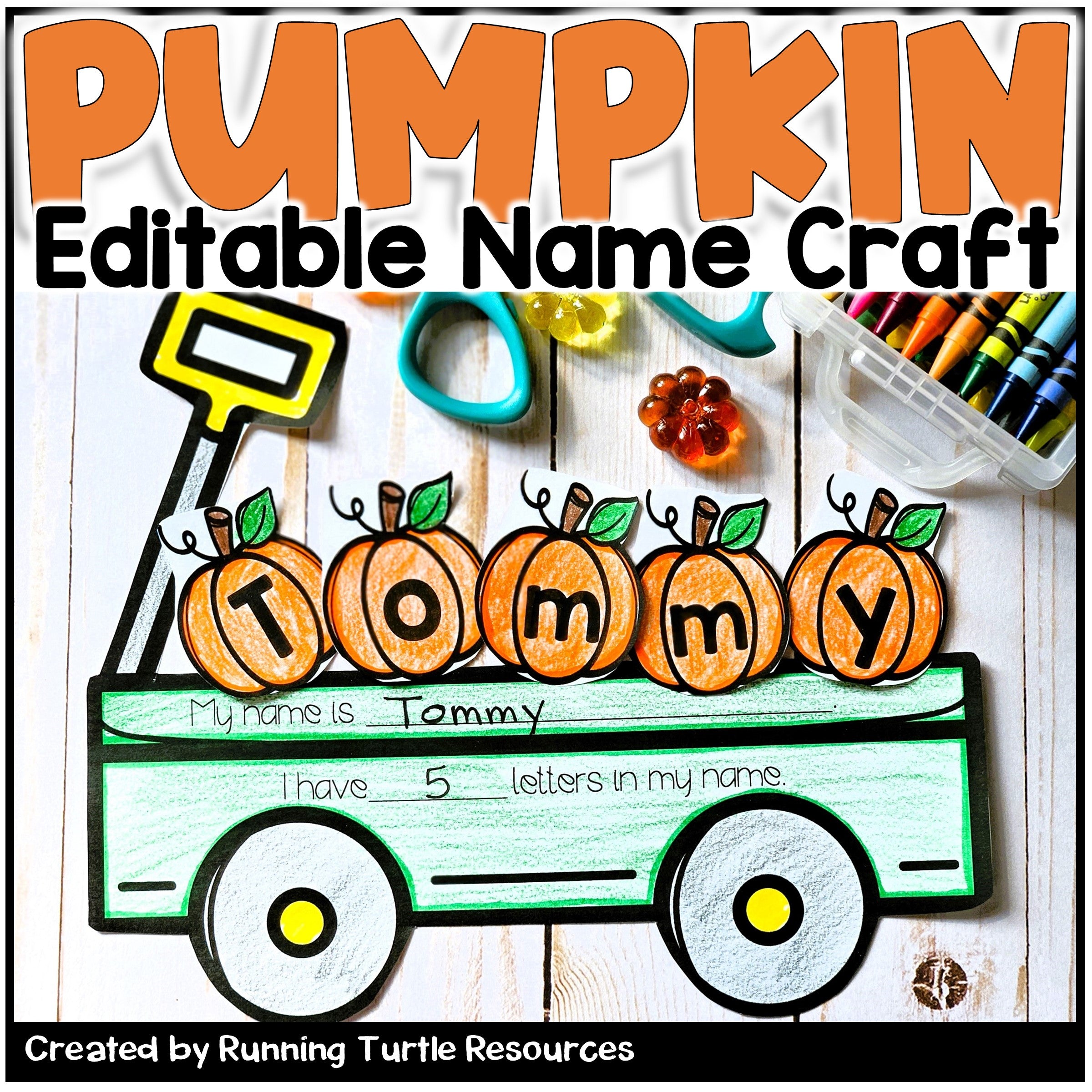 Editable Pumpkin Name Craft for Fall Name Recognition Activities in Preschool