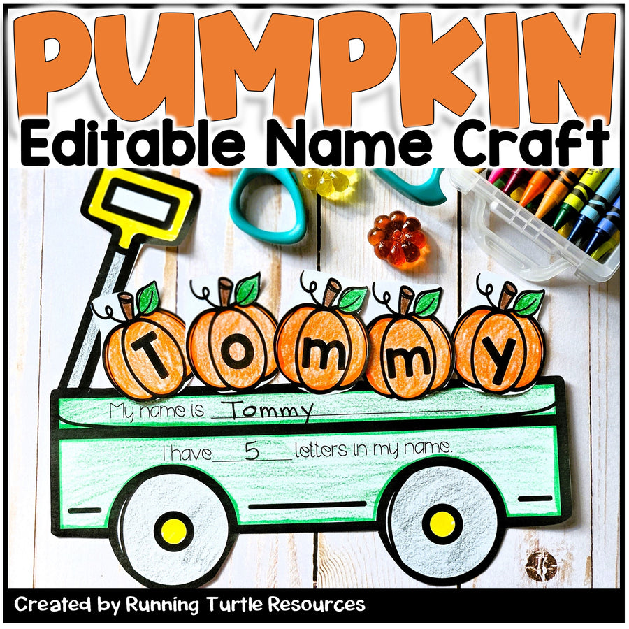 Editable Pumpkin Name Craft for Fall Name Recognition Activities in Preschool