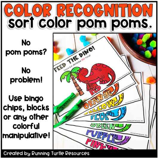 No Prep Dinosaur Color Sort Math Center l Fine Motor Practice