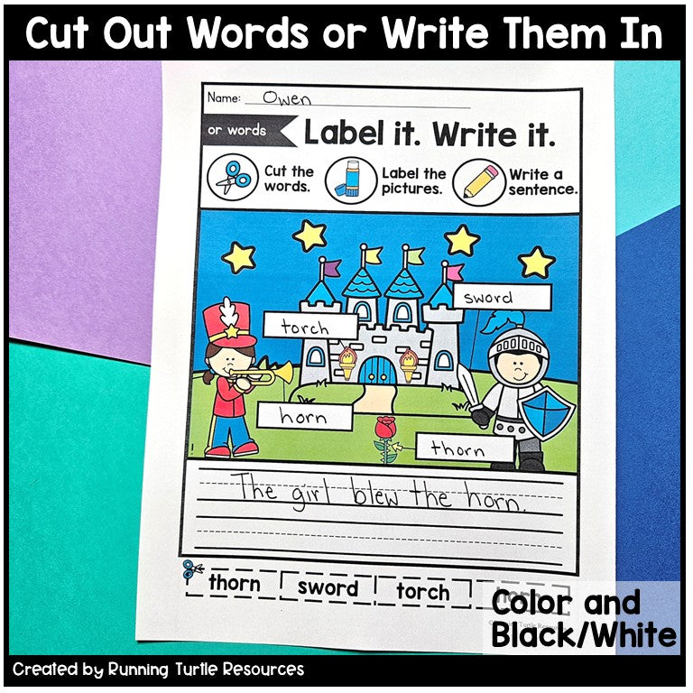 Bossy R Label It Write It Cut and Paste Worksheets for Kindergarten and 1st Grade