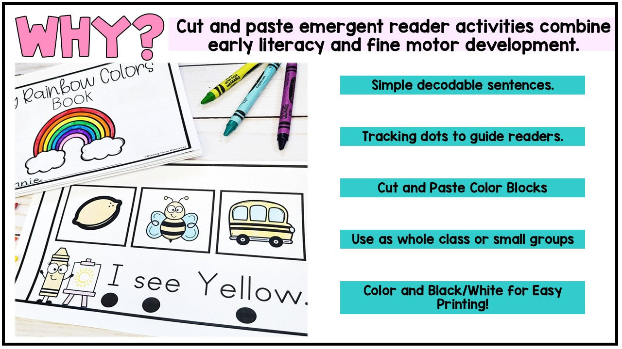 Rainbow Colors Emergent Reader, St. Patrick's Day Cut and Paste Activity