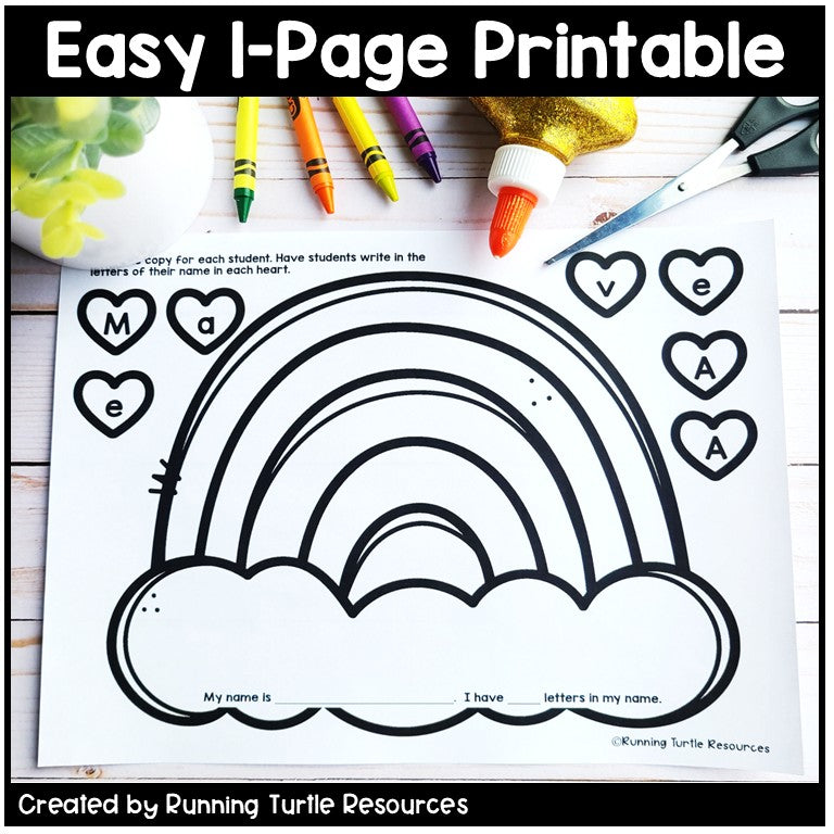 St. Patrick’s Day Rainbow Name Craft Editable for Kids · Running Turtle ...