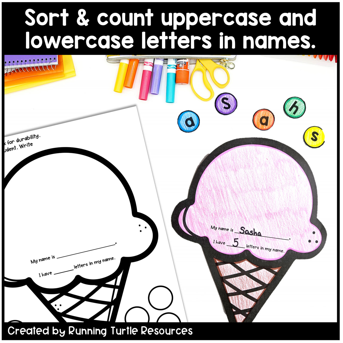 Editable Summer Ice Cream Name Craft