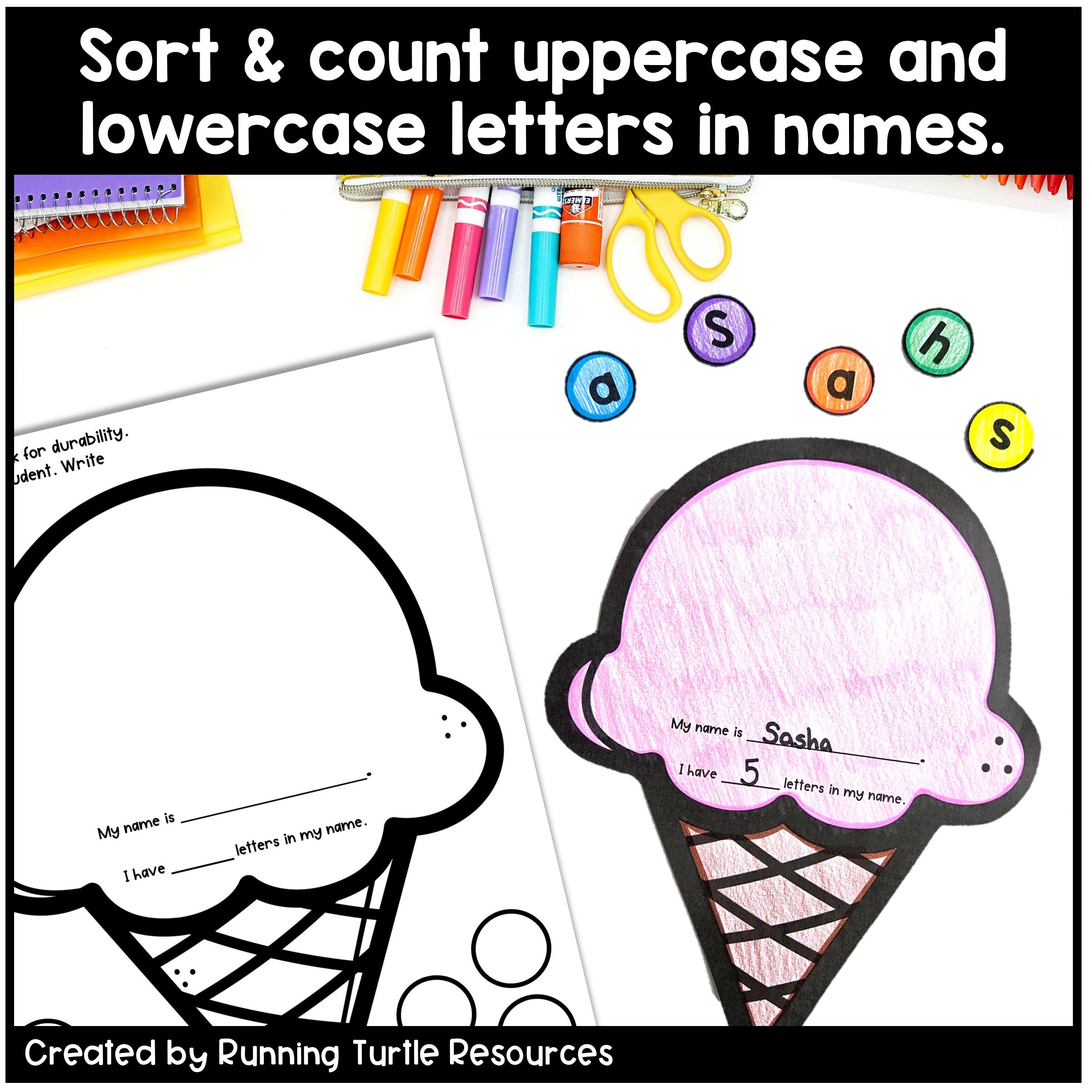 Editable Summer Ice Cream Name Craft