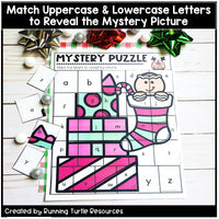 Christmas Alphabet Mystery Puzzles l Letter and Beginning Sounds Match