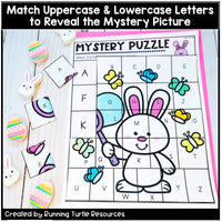 Easter Alphabet Mystery Puzzles l Letter and Beginning Sounds Match