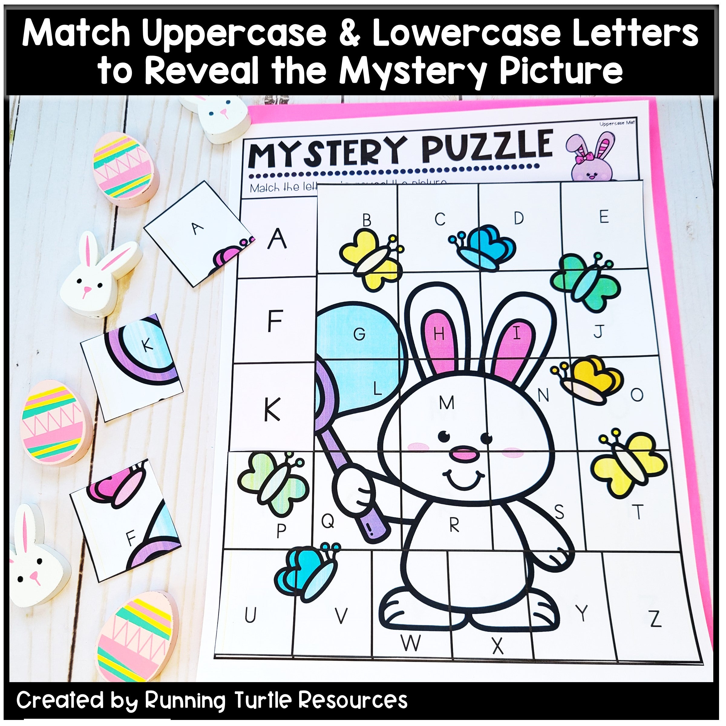 Easter Alphabet Mystery Puzzles l Letter and Beginning Sounds Match