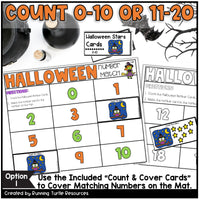 Halloween Number Match Count and Cover Task Cards
