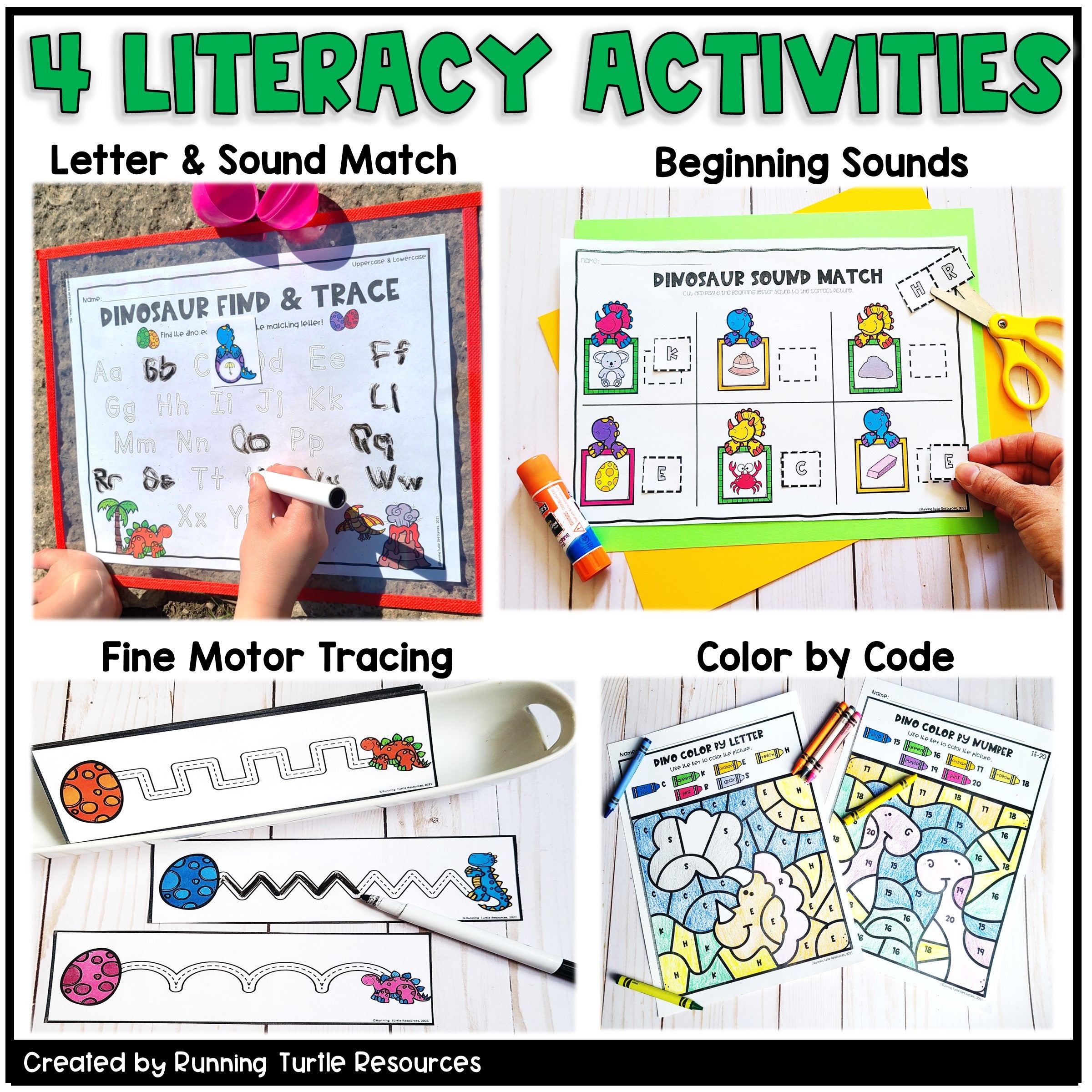 Dinosaurs Math and Literacy Centers for Preschool, Pre-K, and Kindergarten