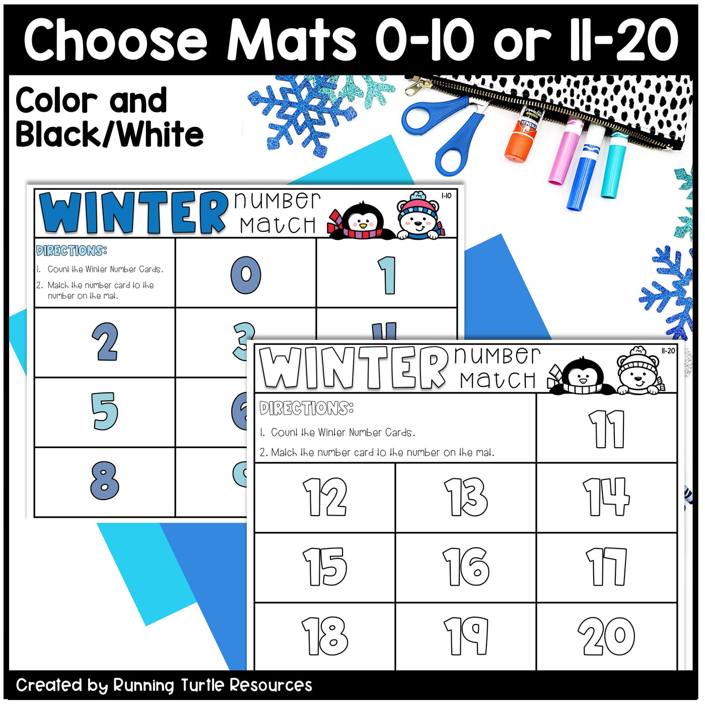 Winter Number Match Task Cards