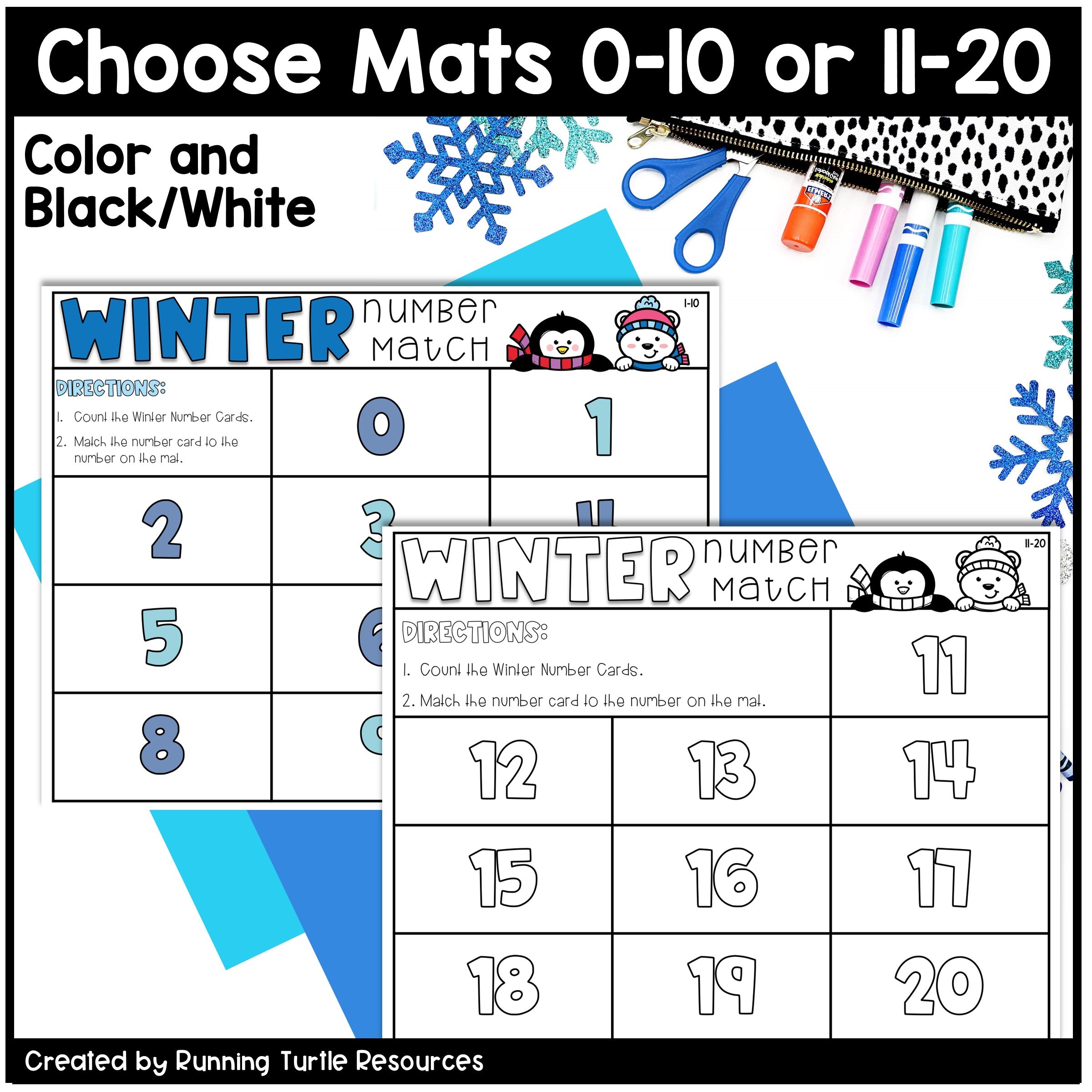 Winter Number Match Task Cards