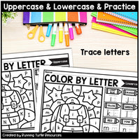 Back to School Color by Letter and Beginning Sound Pages