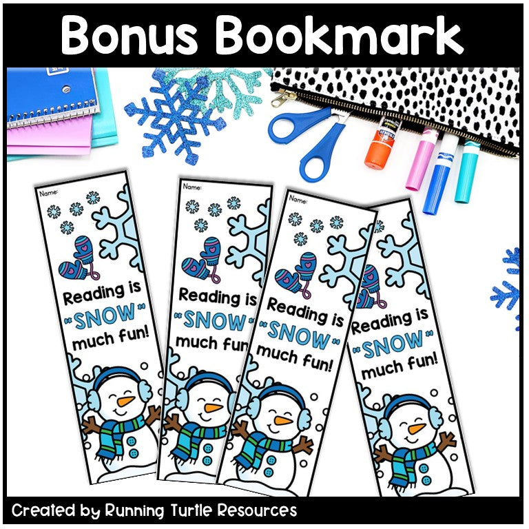 January Reading Log and Bookmark, Winter Bingo Reading Challenge