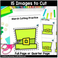 March Cutting Practice, Shamrock Cut Out, Rainbow Outline, St. Patricks Prek