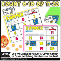 Summer Number Match Count and Cover Task Cards