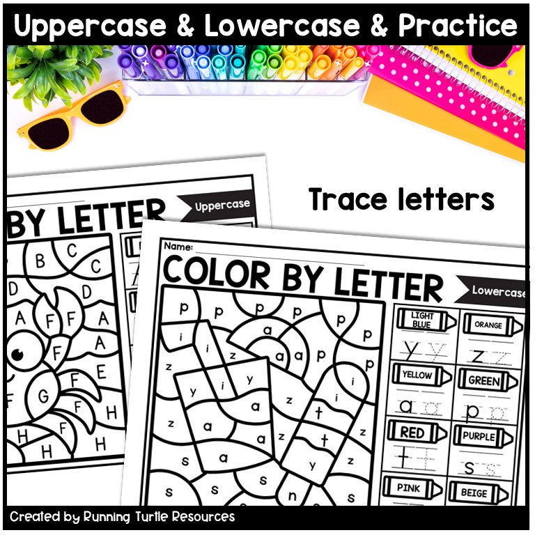 Summer Color by Letter and Beginning Sound Pages