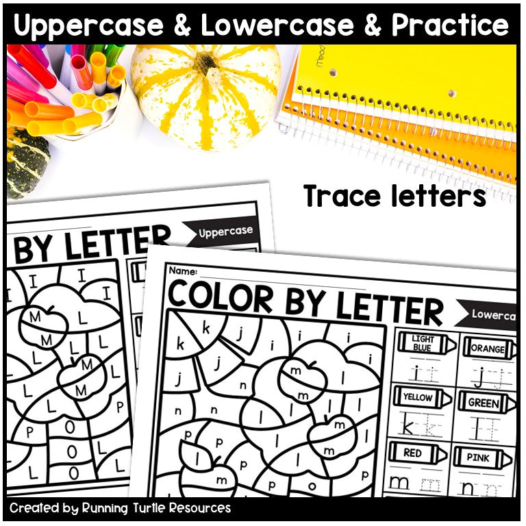 Fall Color by Letter and Beginning Sound Pages