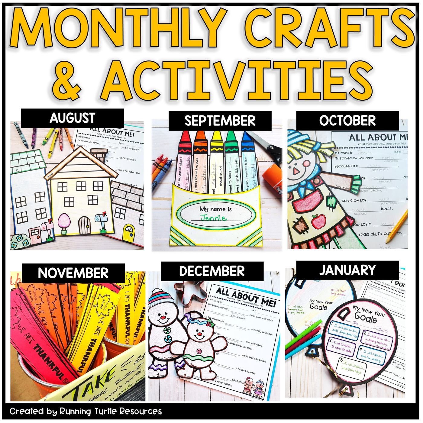 Social Emotional Learning Activities Bundle l Year Long SEL Crafts