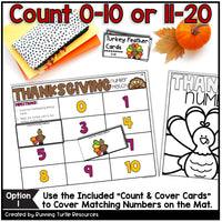 Thanksgiving Number Match Count and Cover Task Cards