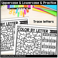 Color by Letter Printables for Preschool and Kindergarten, including letter tracing