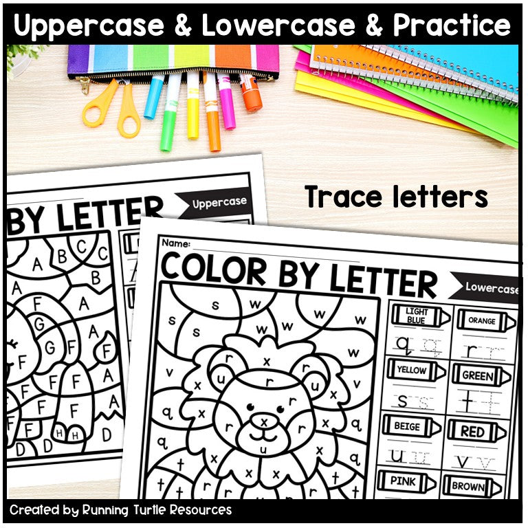 Color by Letter Printables for Preschool and Kindergarten, including letter tracing