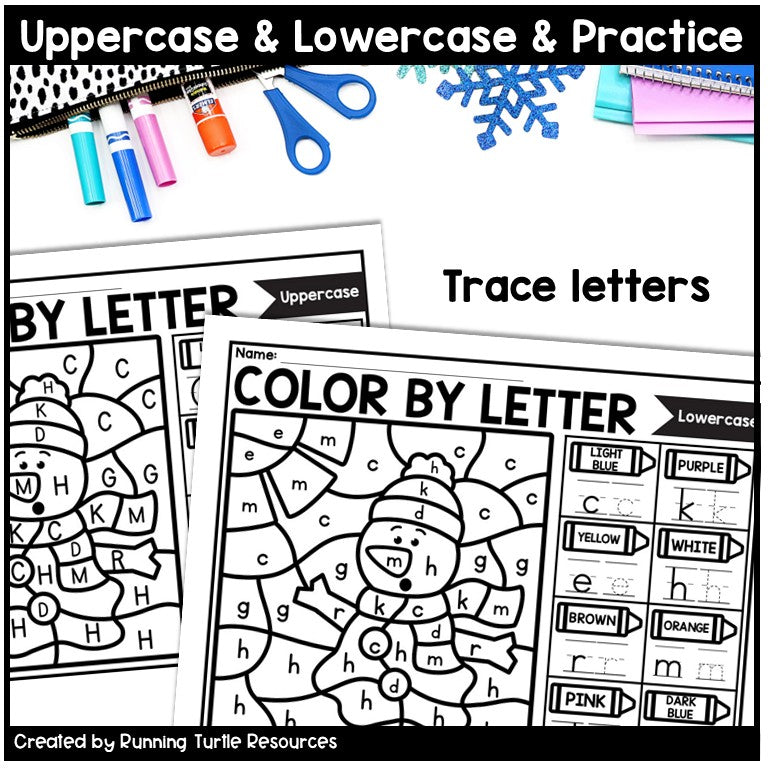 Winter Color by Letter and Beginning Sound Pages