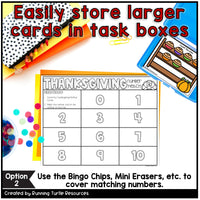 Thanksgiving Number Match Count and Cover Task Cards