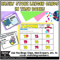 Summer Number Match Count and Cover Task Cards