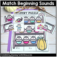 Thanksgiving Alphabet Mystery Puzzles l Letter and Beginning Sounds Match