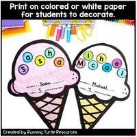Editable Summer Ice Cream Name Craft