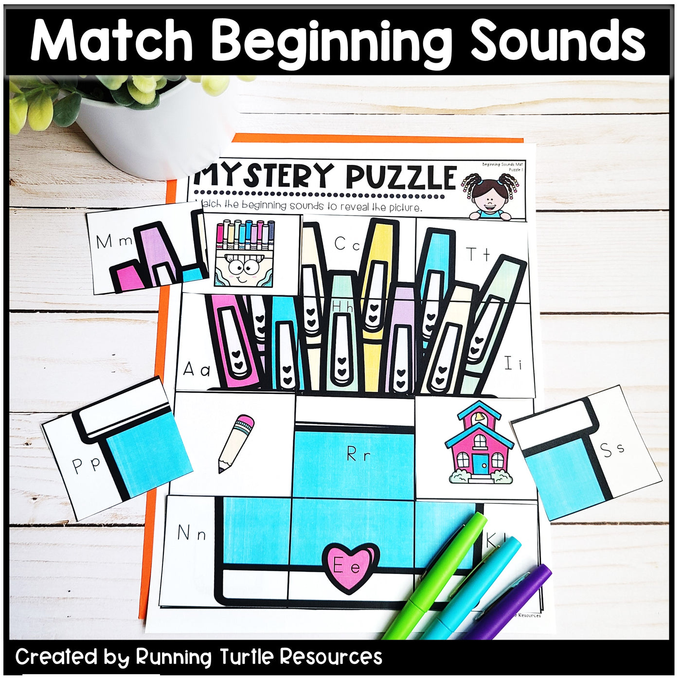 Back to School Letter and Beginning Sounds Match Puzzles