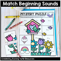 Spring Alphabet Mystery Puzzles | Beginning Sounds Match