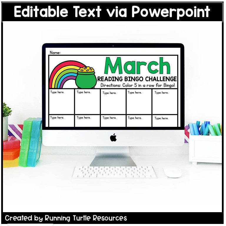 March Reading Log, Editable Reading Bingo Board Challenge