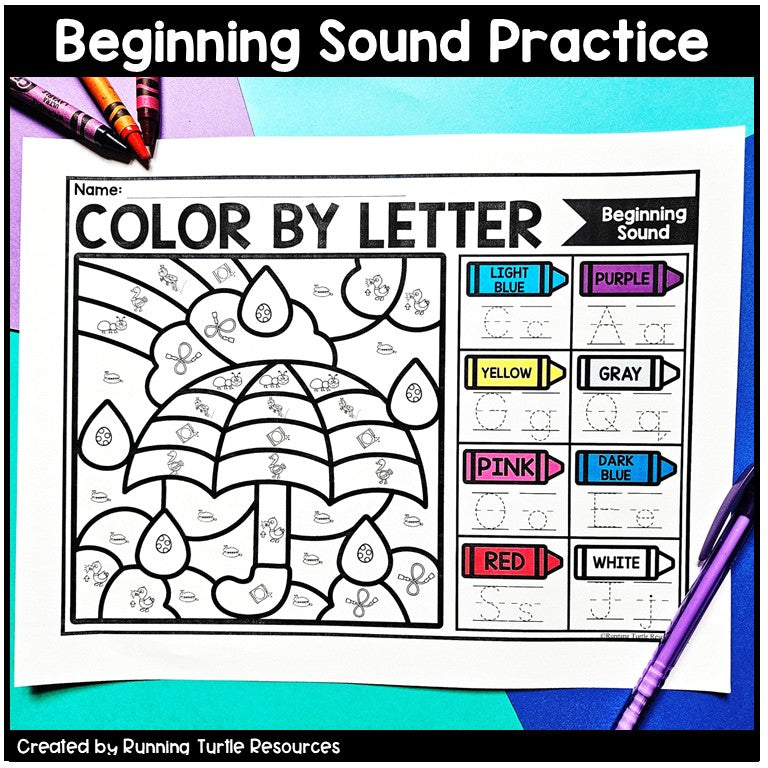 Spring Color by Letter and Beginning Sound Pages