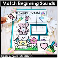 Easter Alphabet Mystery Puzzles l Letter and Beginning Sounds Match
