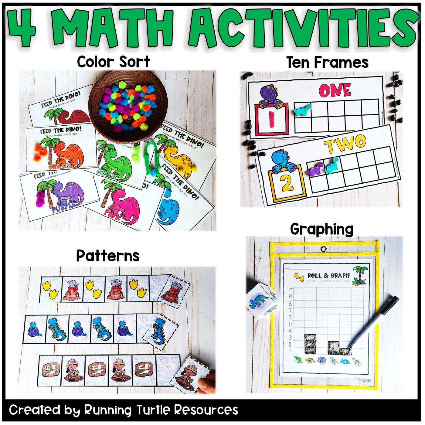 Dinosaurs Math and Literacy Centers for Preschool, Pre-K, and Kindergarten