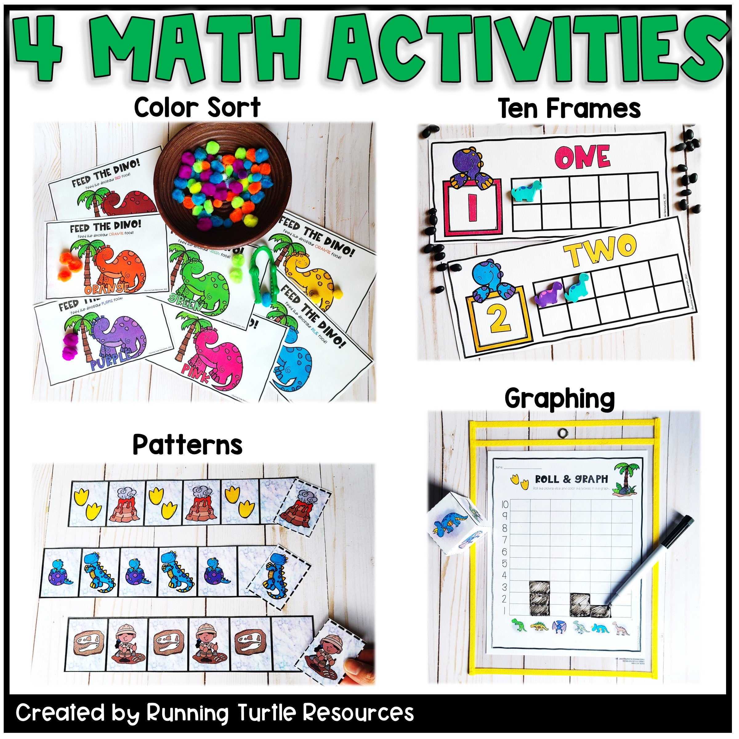 Dinosaurs Math and Literacy Centers for Preschool, Pre-K, and Kindergarten