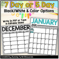 2025-2026 Editable School Calendars