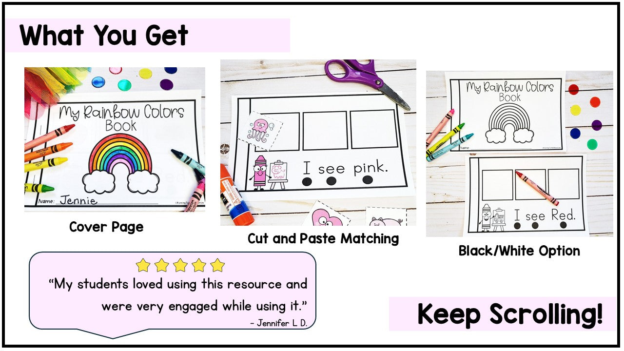 Rainbow Colors Emergent Reader, St. Patrick's Day Cut and Paste Activity