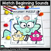 Fall Mystery Puzzles, Autumn Letter and Beginning Sounds Match