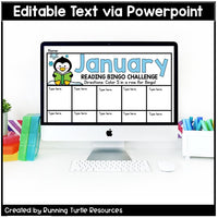 January Reading Log and Bookmark, Winter Bingo Reading Challenge