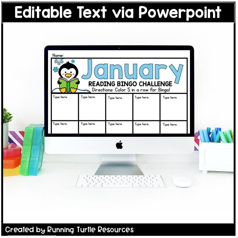 January Reading Log and Bookmark, Winter Bingo Reading Challenge