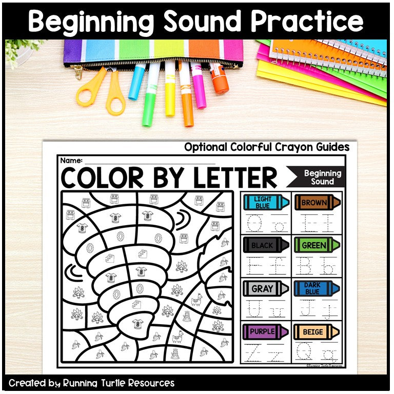 Weather Color by Letter and Beginning Sound Pages
