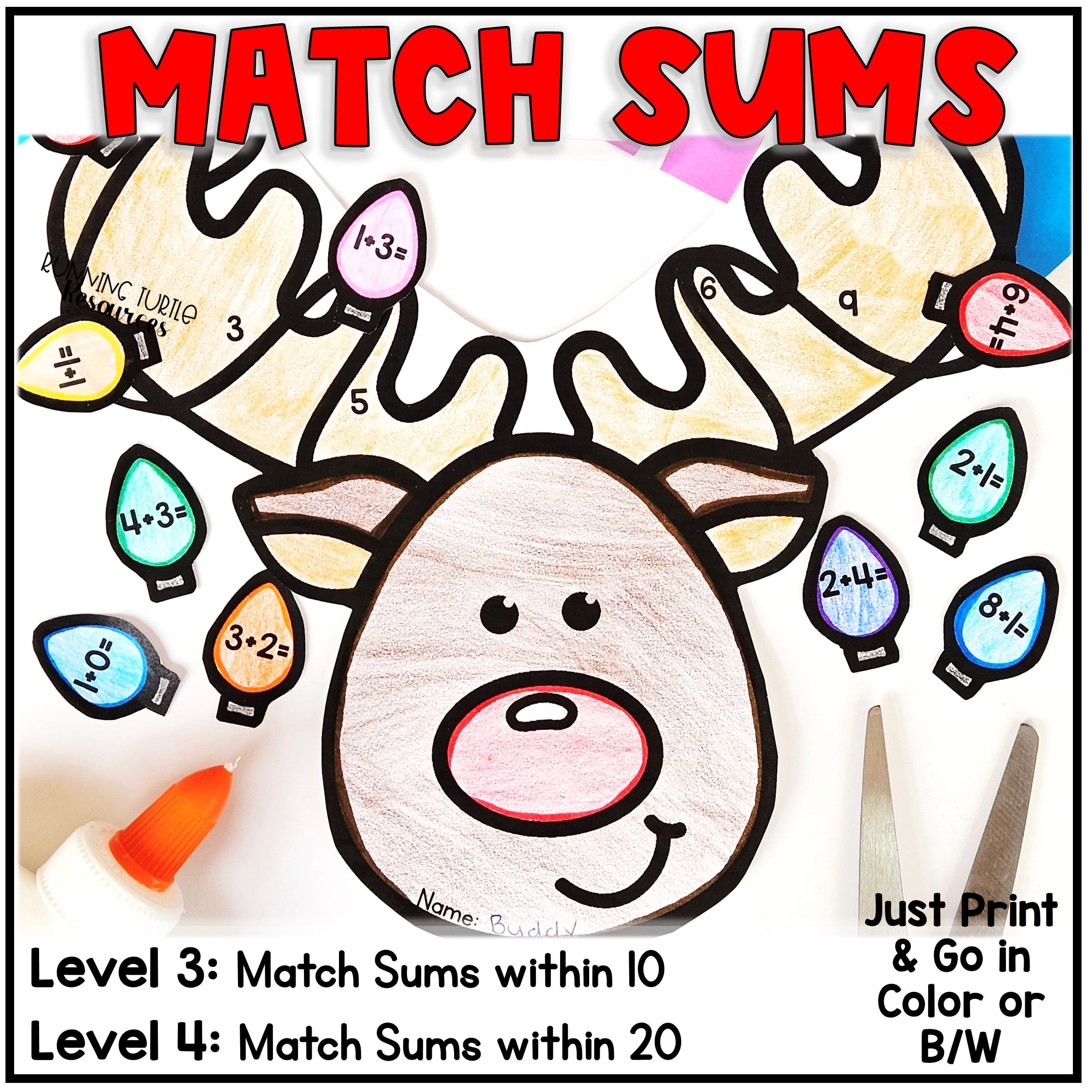 Christmas Reindeer Math Craft