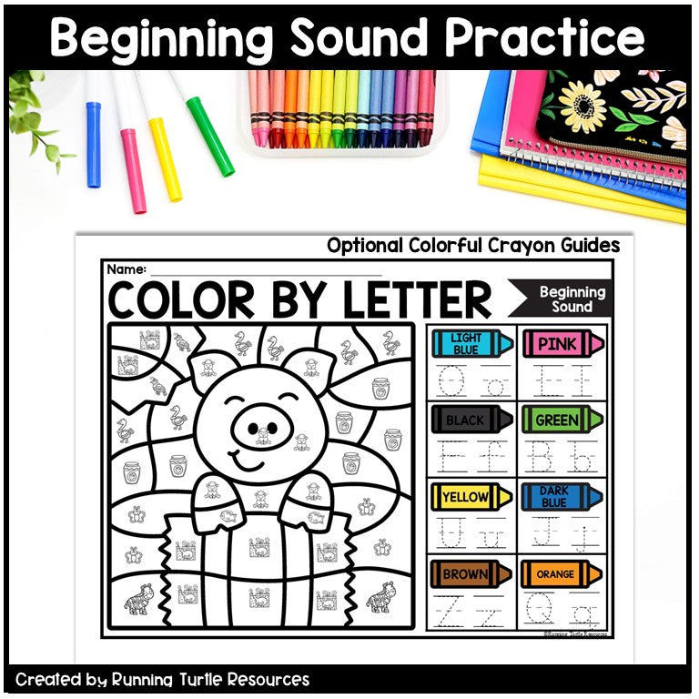 Farm Color by Letter and Beginning Sound Pages