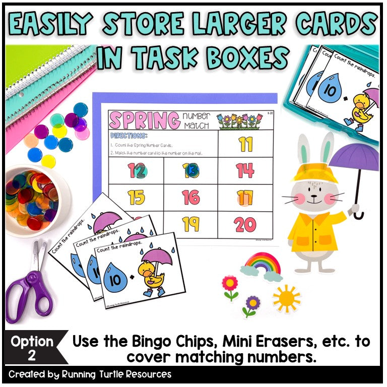 Spring Number Match Count and Cover Task Cards