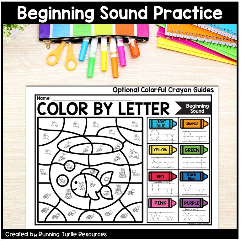 Pets Color by Letter and Beginning Sound Pages