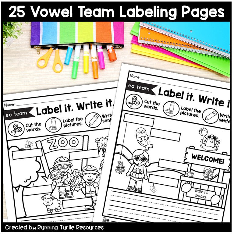 Vowel Team Labeling Worksheets